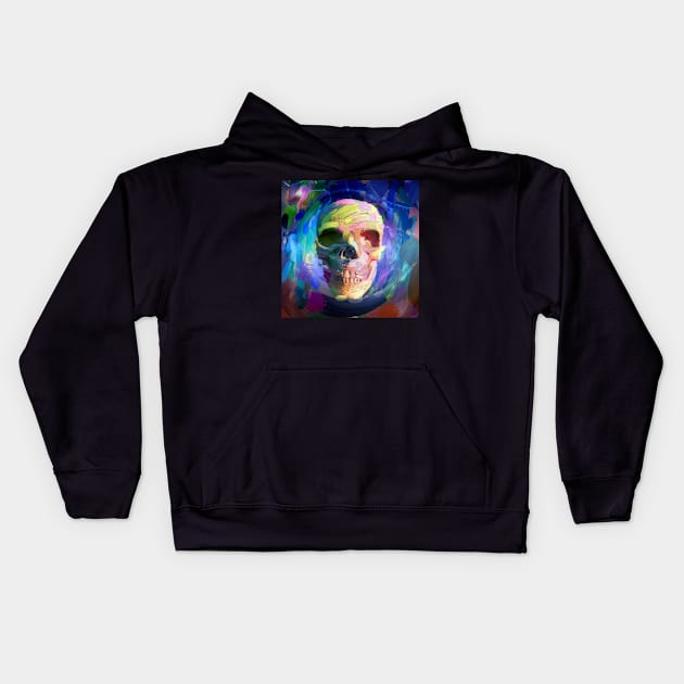 Skull colorful painting Kids Hoodie by rolffimages